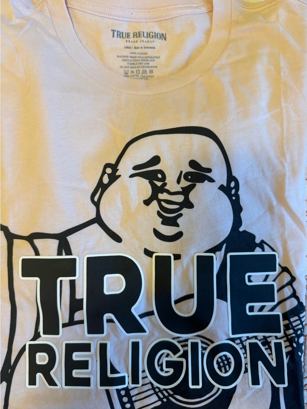 True Religion Light Pink Logo Buddha Graphic Tee - Picture 2 of 5